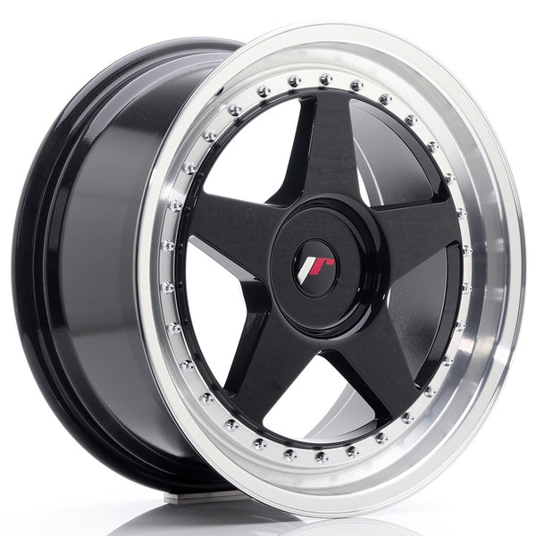 JR Wheels JR6 18x8.5 ET20-40 BLANK Glossy Black w/Machined Lip