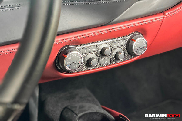 Darwinpro 2015-2019 Ferrari 488 GTB/Spyder Housse de panneau de commande AC en fibre de carbone sèche